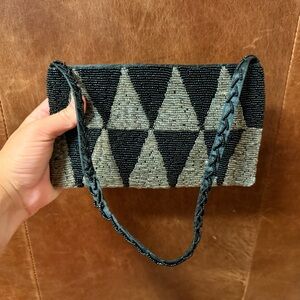 Chic Black and Gray Beaded Wristlet